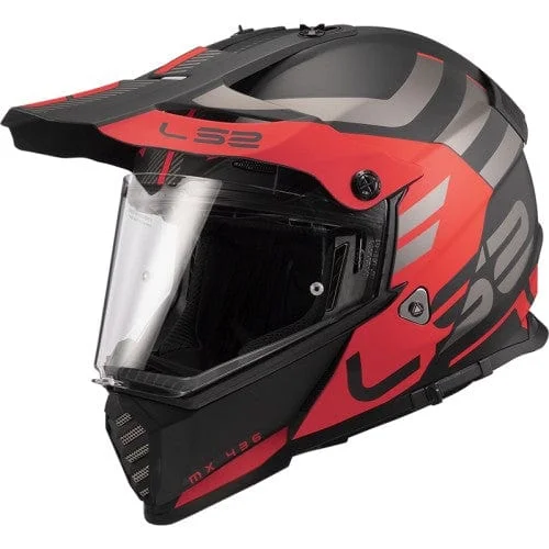 LS2 MX436 PIONEER EVO Adventurer  Matt Black Red Helmet