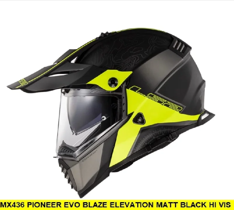 LS2 MX436 PIONEER EVO Blaze Elevation Matt Black Hi VIz