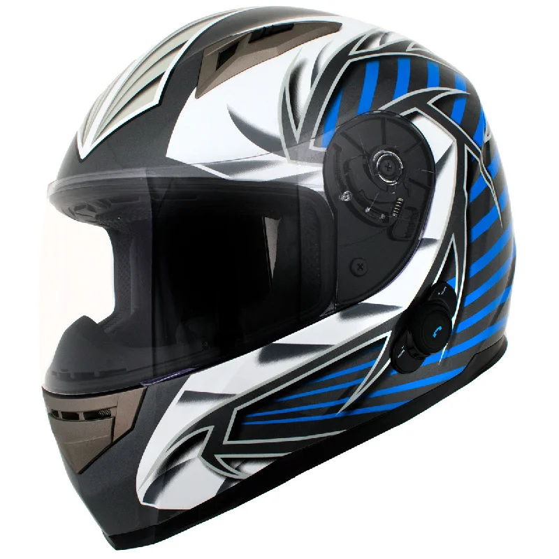 Milwaukee Helmets H512 Titanium and Blue Chit-Chat Black Full Face