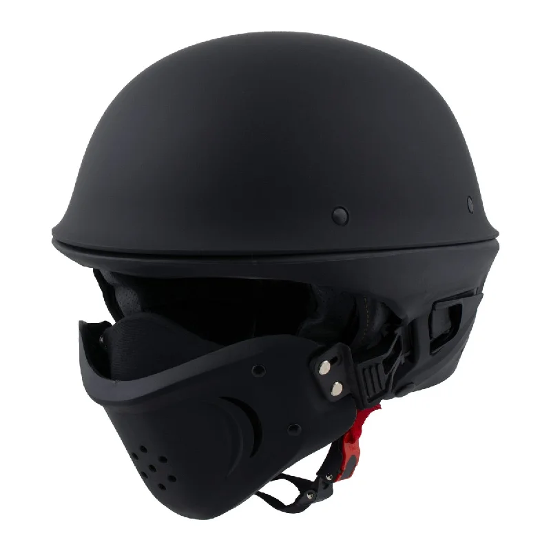 Milwaukee Helmets MPH9830DOT 'Rascal' 3/4 Open Face Flat Black 2 in 1