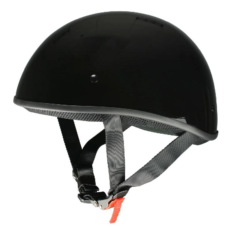 Milwaukee Helmets Bare Bones Glossy Black Half Motorcycle Helmet for