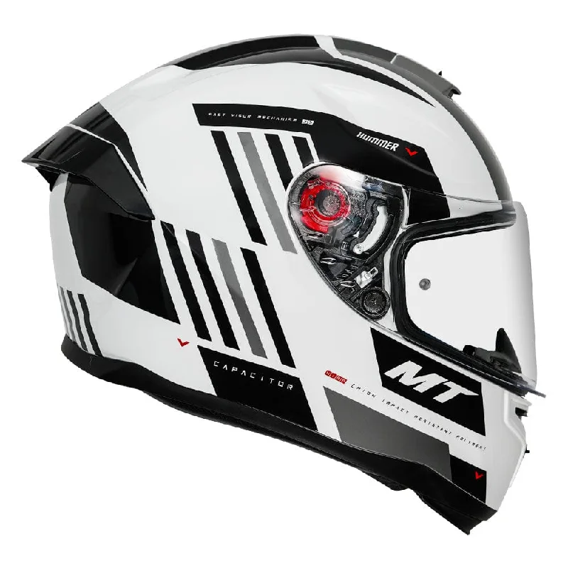 MT HUMMER CAPACITOR GLOSS BLACK WHITE HELMET