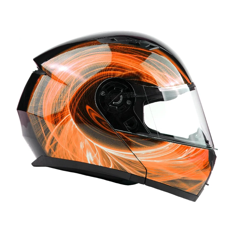 Orange Adult Modular Helmet with drop down sun-glass