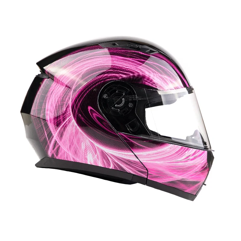 Pink Adult Modular Helmet with drop down sun-glass