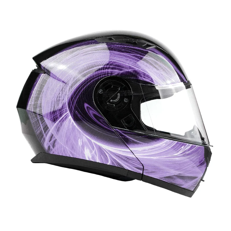 Purple Adult Modular Helmet with drop down sun-glass