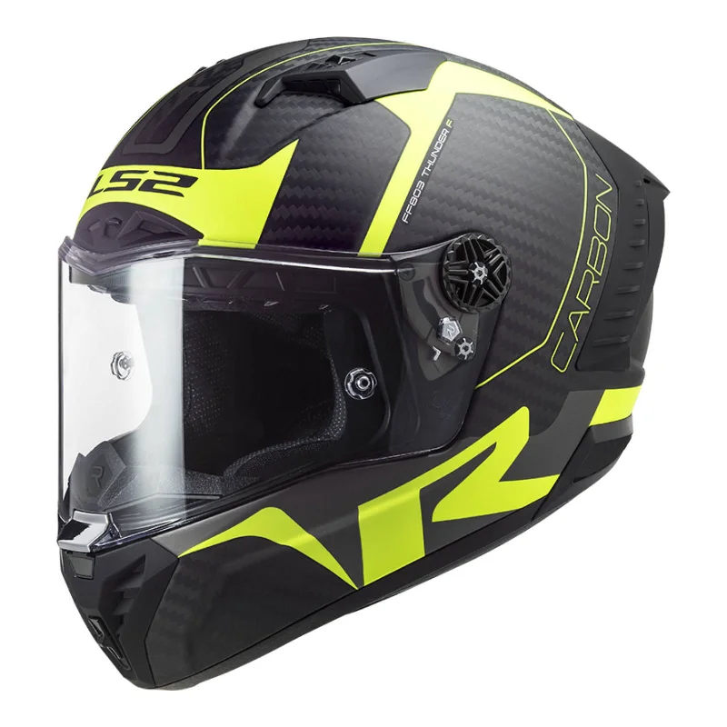 LS2 FF805C Thunder Carbon Helmet -  Matte Carbon / Hi-Vis Yellow