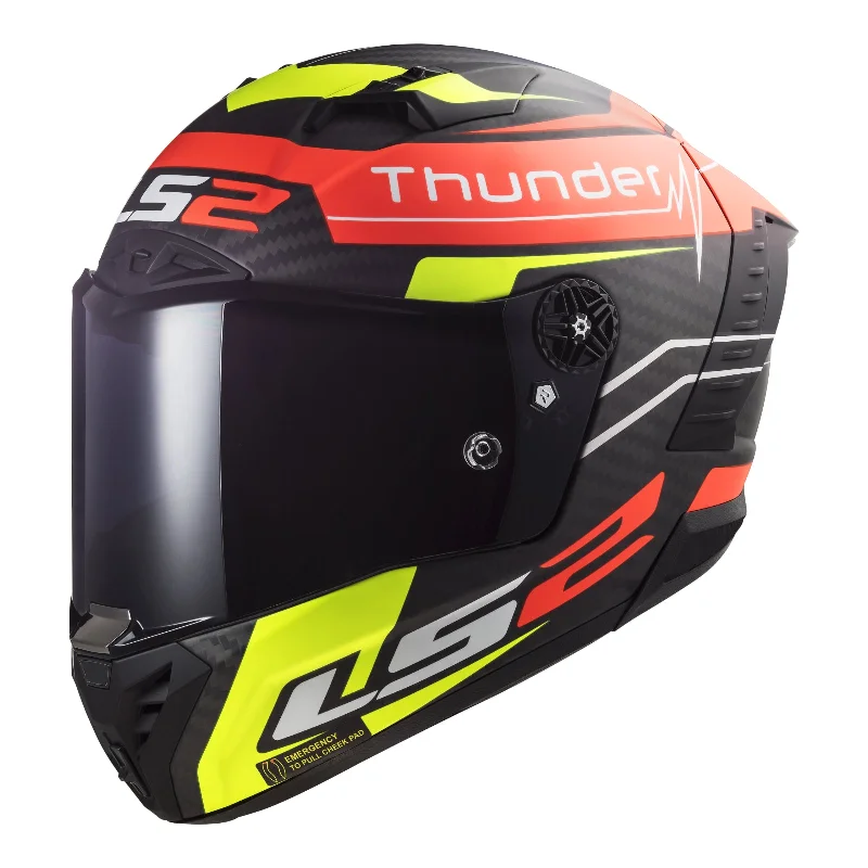 LS2 FF805C Thunder Carbon Attack - Matte Red / Hi-Vis Yellow 06