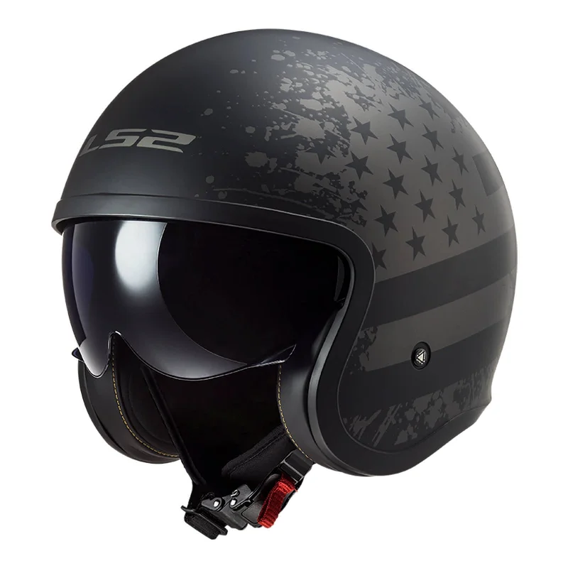 LS2 OF599 Spitfire Black Flag Helmet - Matte Black / Titanium