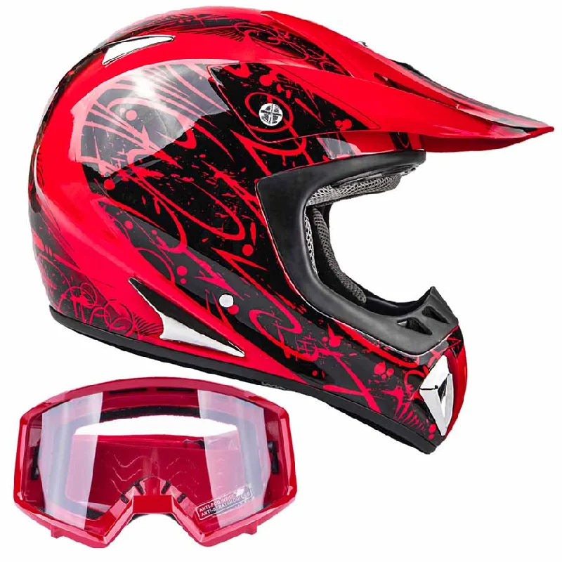 Adult Helmet Goggle Set Red