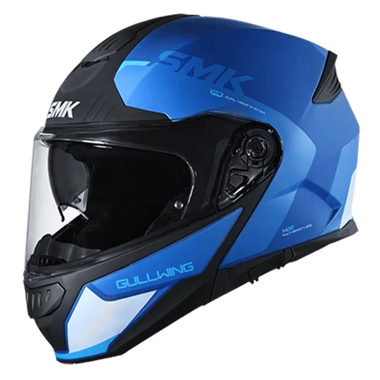 SMK Gullwing Kresto Gloss Black Blue Flip Up Helmet GL551