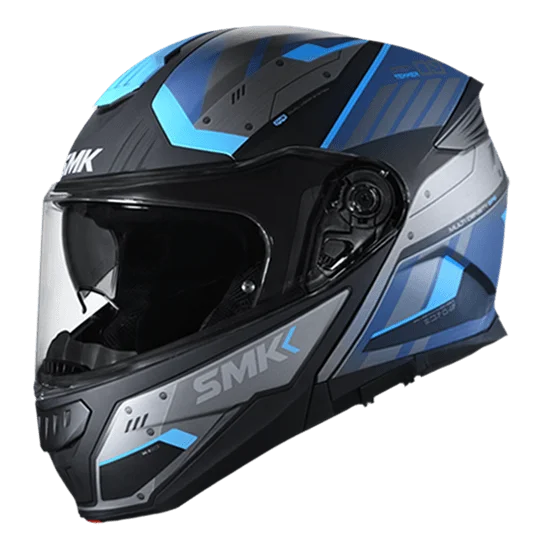 SMK Gullwing Tekker Matt Black Grey Blue Flip Up Helmet MA265