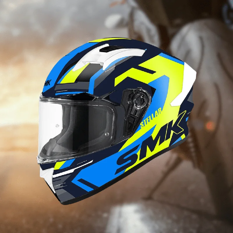 SMK Stellar K Power Gloss Black Blue Neon GL245 Helmet