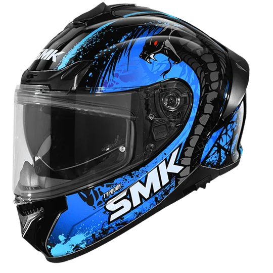 SMK Typhoon Helmet Reptile Gloss Black Blue GL255