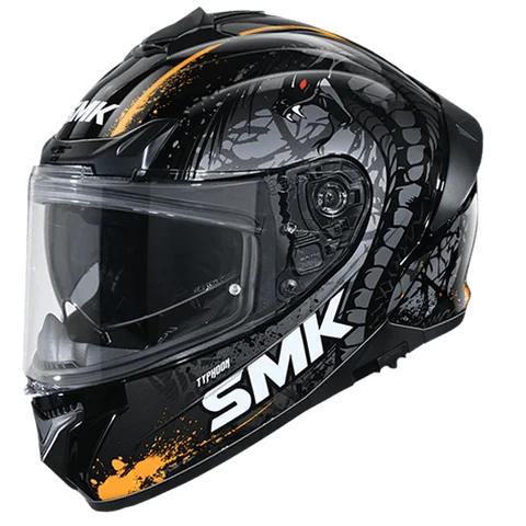 SMK Typhoon Helmet Gloss Black Grey Orange GL267