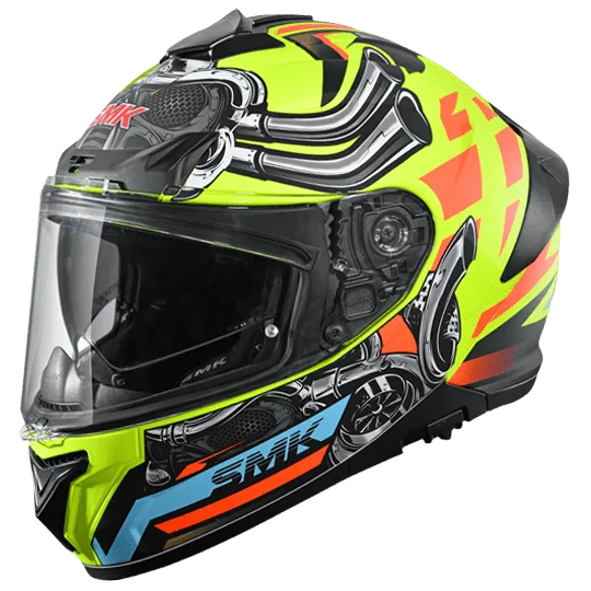 SMK Typhoon Helmet Motorhead Gloss Black Yellow GL476