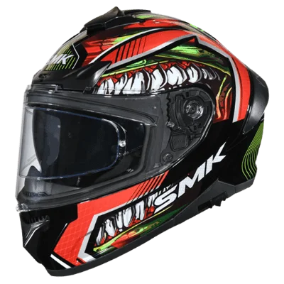 SMK Typhoon Helmet Raptor Gloss Black Red GL233 (With Double D Ring)