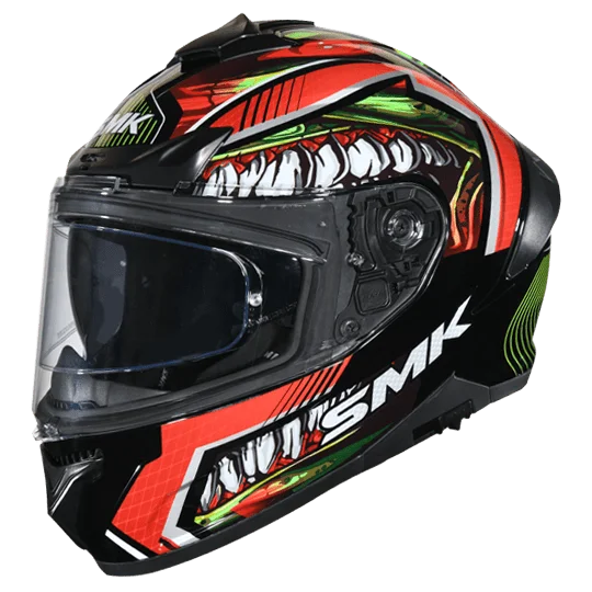 SMK Typhoon Helmet Raptor Matt Black Red MA233 (With Double D Ring)