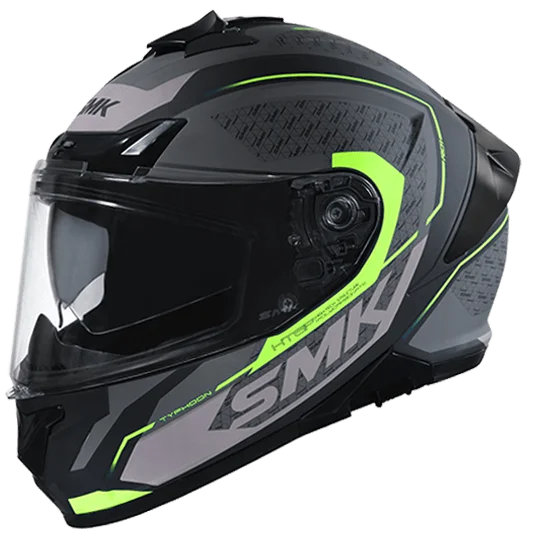 SMK Typhoon Helmet RD1 Gloss Black Grey Yellow GL264