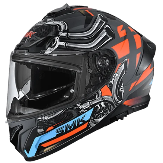 SMK Typhoon Helmet Motorhead Matt Black Grey Orange MA676