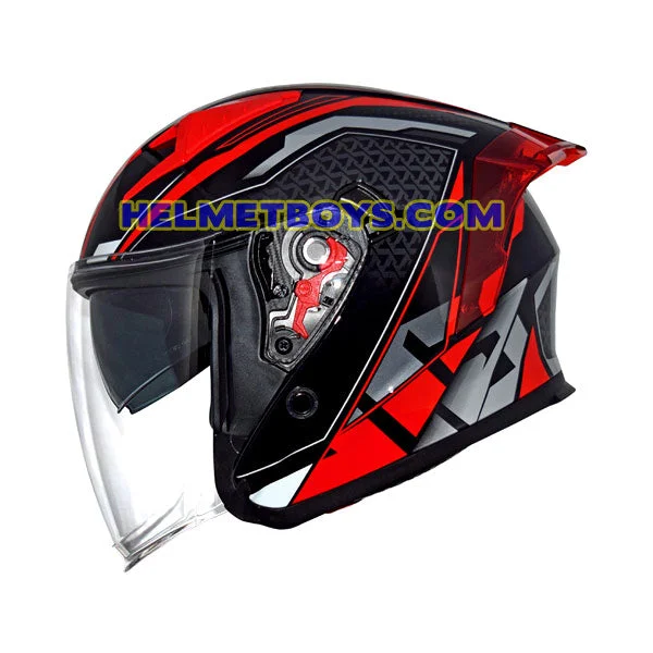 TRAX TZ301 G3 BLACK RED Motorcycle Sunvisor Helmet