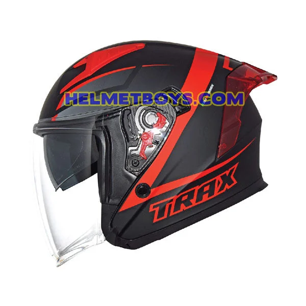 TRAX TZ301 G3 MATT BK RED Motorcycle Sunvisor Helmet