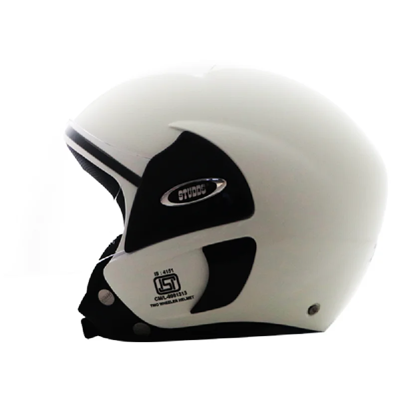 TVS Half Face Helmet for Men and Women - Glossy White, Size L, ISI & DOT Certified