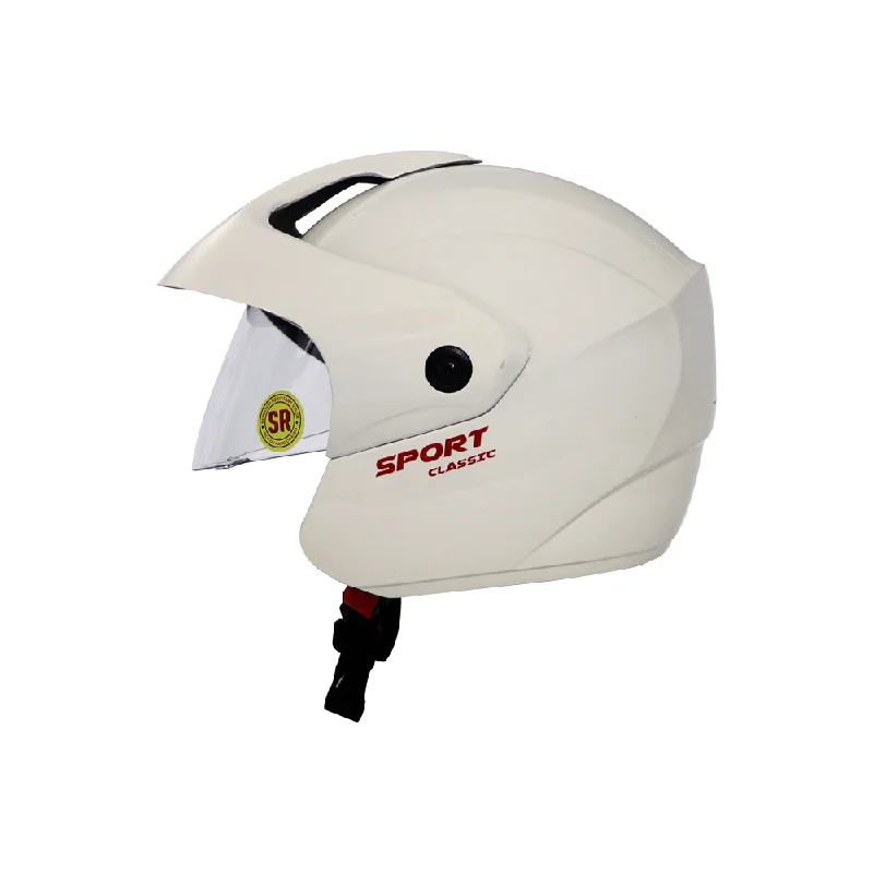 TVS Sport Classic Half Face Helmet, Color: White - ISI Certified