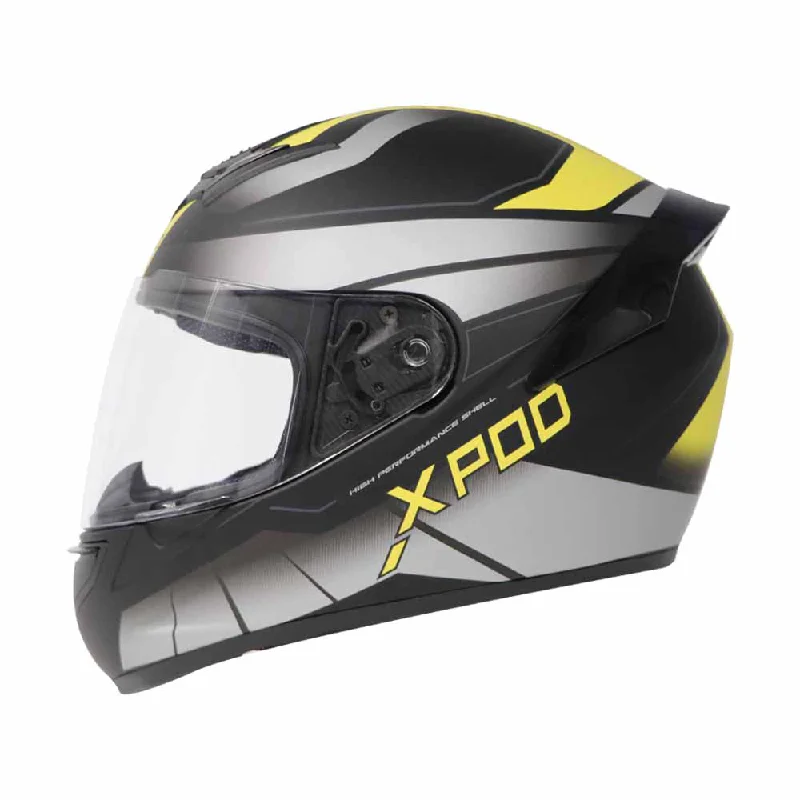 TVS XPOD Aerodynamic Helmet for Men- ISI & DOT Certified, Ultrawide Visor, Quick Release Strap – Premium Bike Helmet with Enhanced Air Circulation (Yellow Grey Dual Tone)