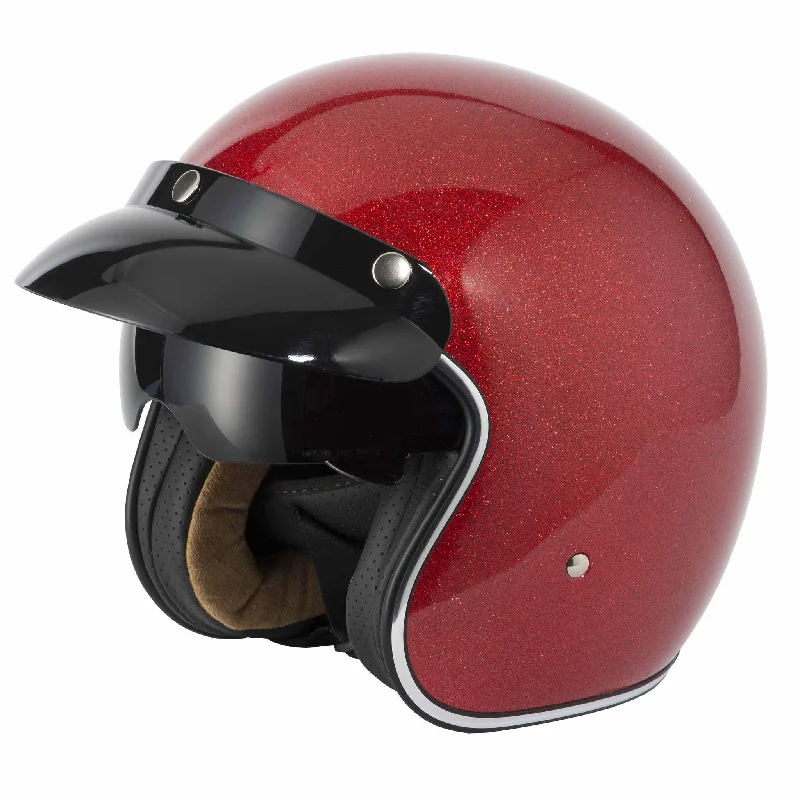 Vcan V537 Open Face Helmet - Red Flake