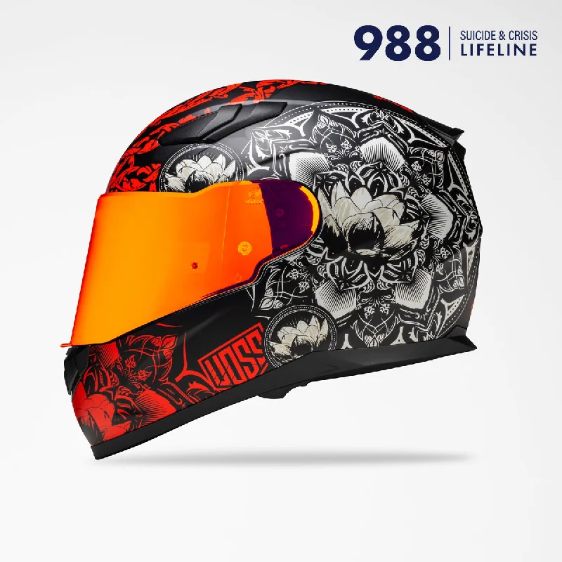 Voss 988 Moto-1 Matte Red Mandala Helmet